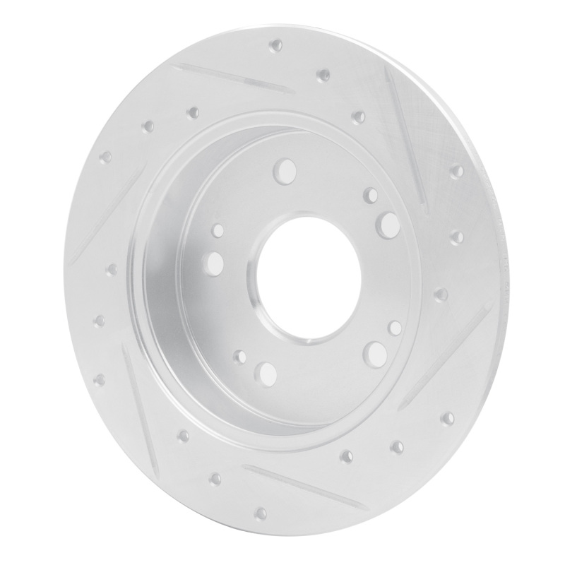 Honda Civic Si Brake Rotor (1) - Rear Left - R1 Concepts - Drilled & Slotted - Silver - `06-`15